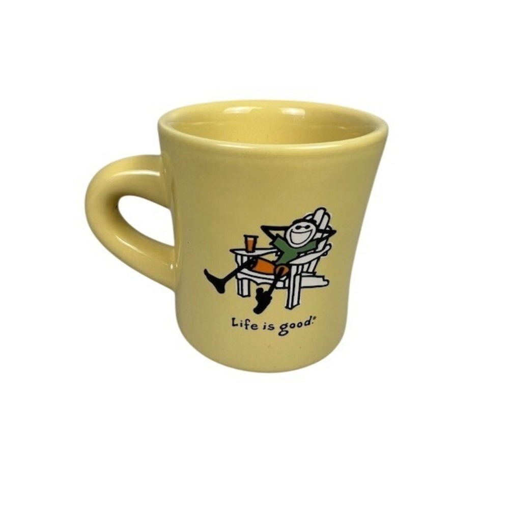 Life is Good Yellow Ceramic Diner Mug Jake Adirondack Chair Do What You Like